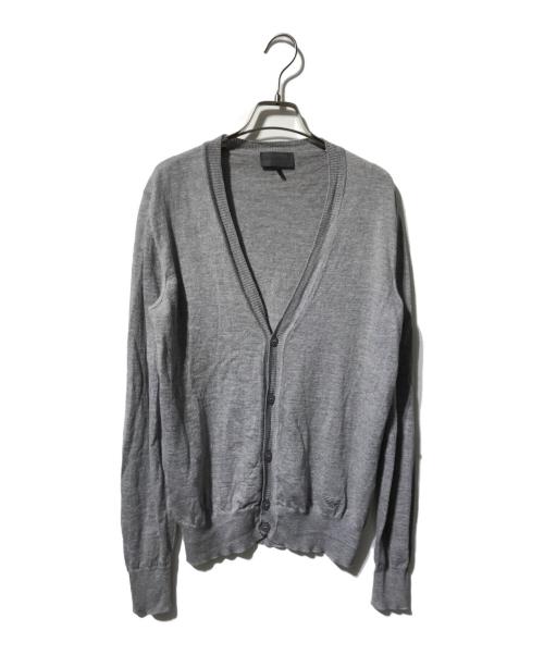 EMPORIO ARMANI（エンポリオ アルマーニ）EMPORIO ARMANI (エンポリオ アルマーニ) ロゴ刺繍カーディガン/ニットカーディガン グレー サイズ:50の古着・服飾アイテム
