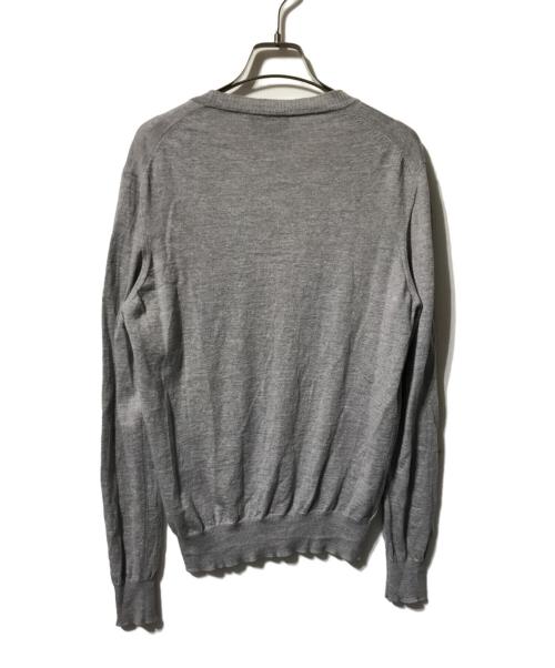 EMPORIO ARMANI（エンポリオ アルマーニ）EMPORIO ARMANI (エンポリオ アルマーニ) ロゴ刺繍カーディガン/ニットカーディガン グレー サイズ:50の古着・服飾アイテム