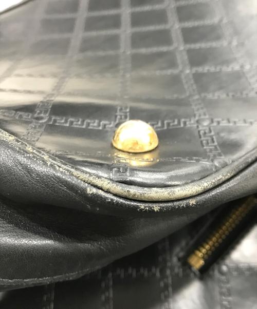 GIANNI VERSACE（ジャンニ・ヴェルサーチ）GIANNI VERSACE (ジャンニ・ヴェルサーチ) サンバースト PVC×レザー ボストンバッグ/ショルダーバッグ ブラックの古着・服飾アイテム