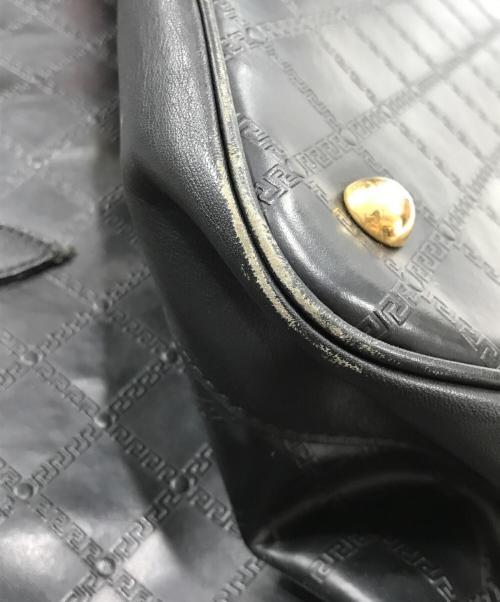 GIANNI VERSACE（ジャンニ・ヴェルサーチ）GIANNI VERSACE (ジャンニ・ヴェルサーチ) サンバースト PVC×レザー ボストンバッグ/ショルダーバッグ ブラックの古着・服飾アイテム