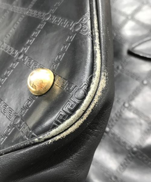 GIANNI VERSACE（ジャンニ・ヴェルサーチ）GIANNI VERSACE (ジャンニ・ヴェルサーチ) サンバースト PVC×レザー ボストンバッグ/ショルダーバッグ ブラックの古着・服飾アイテム