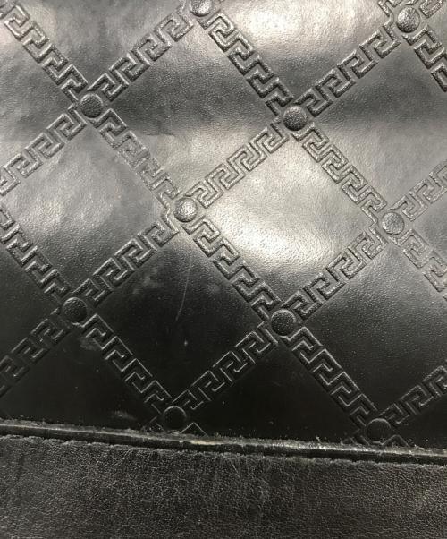 GIANNI VERSACE（ジャンニ・ヴェルサーチ）GIANNI VERSACE (ジャンニ・ヴェルサーチ) サンバースト PVC×レザー ボストンバッグ/ショルダーバッグ ブラックの古着・服飾アイテム