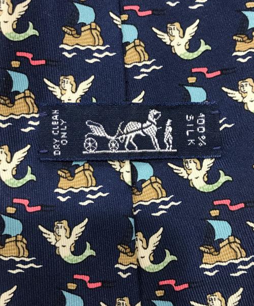 HERMES（エルメス）HERMES (エルメス) 総柄ネクタイ/シルクネクタイ ネイビー サイズ:表記なしの古着・服飾アイテム