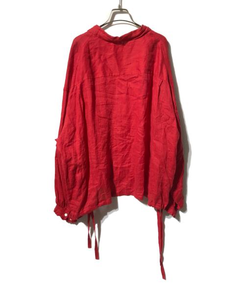 UNDERCOVER（アンダーカバー）UNDERCOVER (アンダーカバー) リネン袖口フリルワイドシャツ/半袖切替シャツ レッド サイズ:4の古着・服飾アイテム