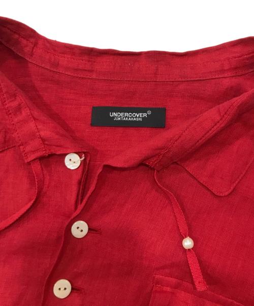 UNDERCOVER（アンダーカバー）UNDERCOVER (アンダーカバー) リネン袖口フリルワイドシャツ/半袖切替シャツ レッド サイズ:4の古着・服飾アイテム