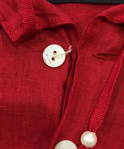 UNDERCOVER（アンダーカバー）UNDERCOVER (アンダーカバー) リネン袖口フリルワイドシャツ/半袖切替シャツ レッド サイズ:4の古着・服飾アイテム