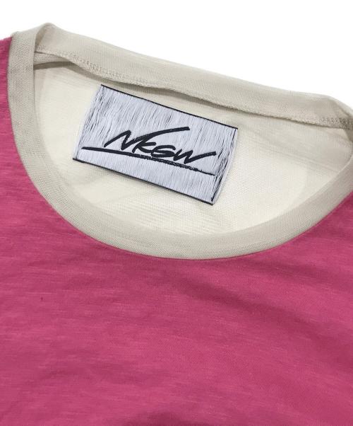 NKGW（エヌケージーダブリュー）NKGW (エヌケージーダブリュー) シアーカットソー/長袖カットソー ピンクベージュ サイズ:Ｆの古着・服飾アイテム