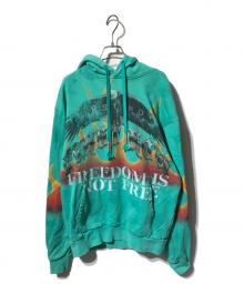 FIRST ROW（ファーストロウ）の古着「プリント装飾パーカー/フーデッドパーカー」｜グリーン