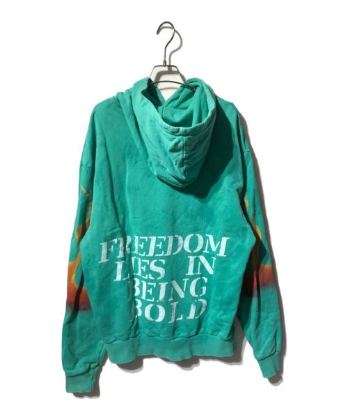 FIRST ROW（ファーストロウ）FIRST ROW (ファーストロウ) プリント装飾パーカー/フーデッドパーカー グリーン サイズ:Sの古着・服飾アイテム