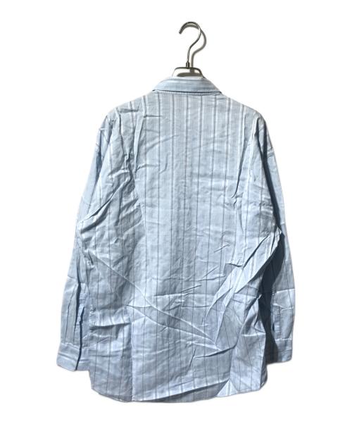GIANNI VERSACE（ジャンニ・ヴェルサーチ）GIANNI VERSACE (ジャンニ・ヴェルサーチ) 比翼ストライプシャツ ブルー サイズ:48の古着・服飾アイテム