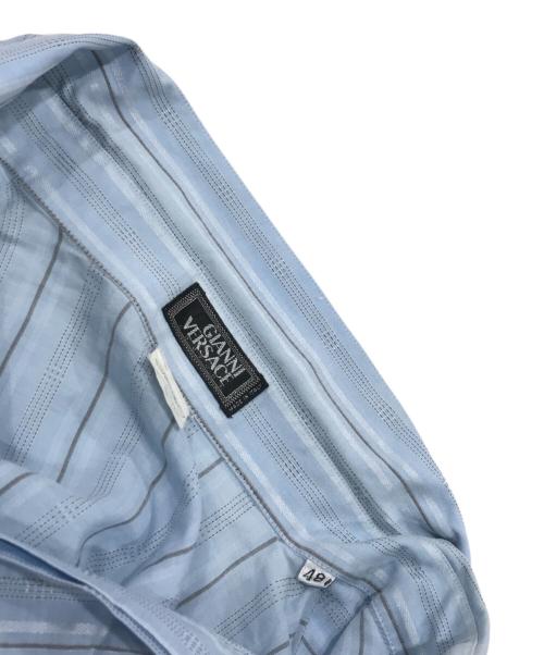 GIANNI VERSACE（ジャンニ・ヴェルサーチ）GIANNI VERSACE (ジャンニ・ヴェルサーチ) 比翼ストライプシャツ ブルー サイズ:48の古着・服飾アイテム