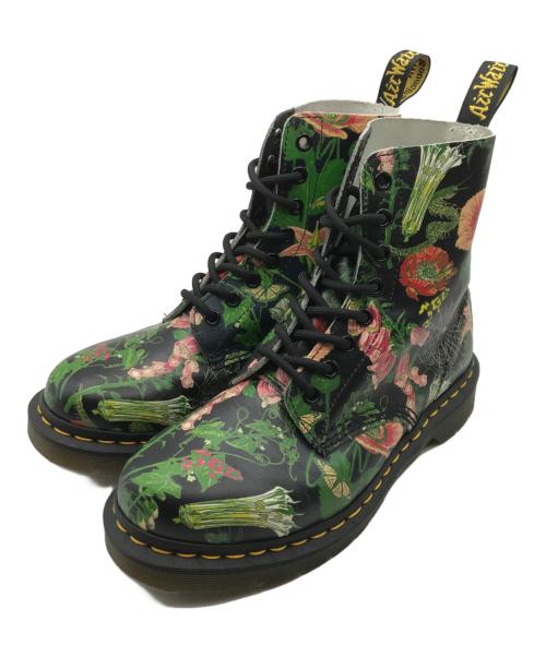 Dr.Martens（ドクターマーチン）Dr.Martens (ドクターマーチン) プリント8ホールブーツ/ミディアムブーツ ブラック×グリーン サイズ:38の古着・服飾アイテム