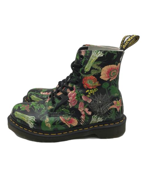Dr.Martens（ドクターマーチン）Dr.Martens (ドクターマーチン) プリント8ホールブーツ/ミディアムブーツ ブラック×グリーン サイズ:38の古着・服飾アイテム