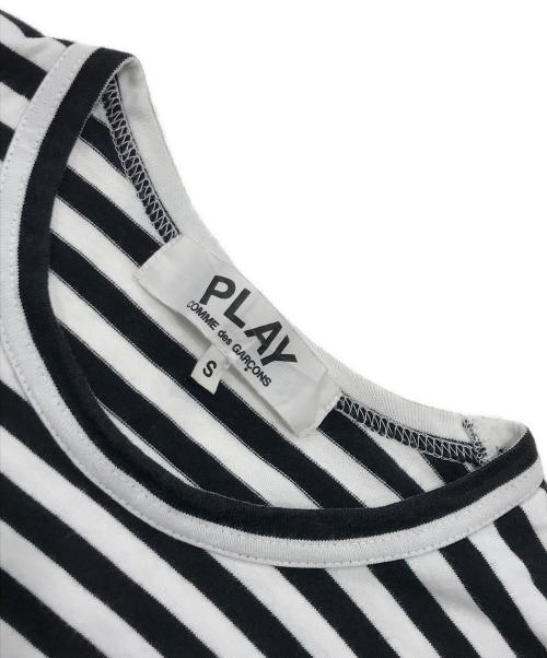 PLAY COMME des GARCONS（プレイコムデギャルソン）PLAY COMME des GARCONS (プレイコムデギャルソン) ハートワッペンボーダーカットソー ブラック×ホワイト サイズ:Sの古着・服飾アイテム