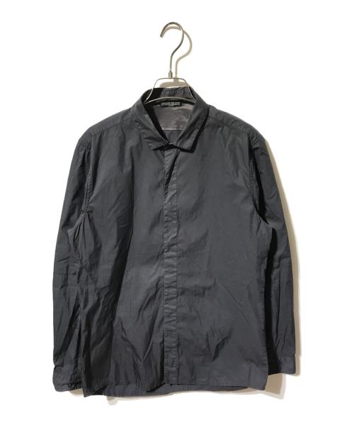 STONE ISLAND（ストーンアイランド）STONE ISLAND (ストーンアイランド) ナイロンブレンド比翼シャツ ネイビー サイズ:Mの古着・服飾アイテム
