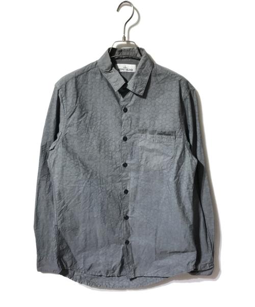 STONE ISLAND（ストーンアイランド）STONE ISLAND (ストーンアイランド) ナイロンブレンド総柄シャツ グレー サイズ:Sの古着・服飾アイテム
