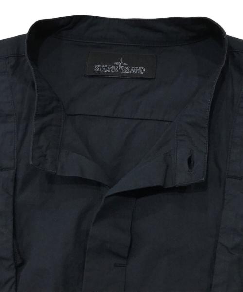 STONE ISLAND（ストーンアイランド）STONE ISLAND (ストーンアイランド) ナイロンブレンドバンドカラーシャツ ブラック サイズ:Sの古着・服飾アイテム