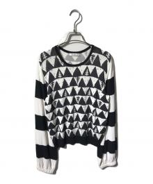 MaxMara（マックスマーラ）の古着「総柄ニット」｜ホワイト×ブラック