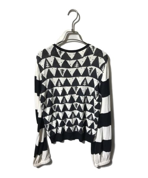 MaxMara（マックスマーラ）MaxMara (マックスマーラ) 総柄ニット ホワイト×ブラック サイズ:Mの古着・服飾アイテム