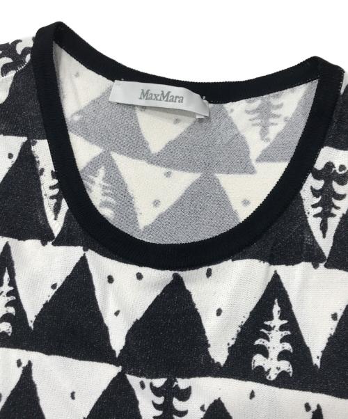 MaxMara（マックスマーラ）MaxMara (マックスマーラ) 総柄ニット ホワイト×ブラック サイズ:Mの古着・服飾アイテム