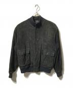 Burberry'sバーバリー）の古着「スウェードスタンドカラージャケット/ボンバージャケット」｜ダークグリーン