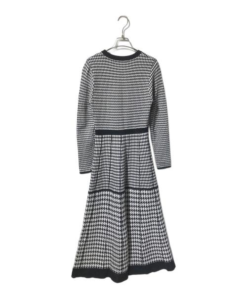 HER LIP TO（ハーリップトゥ）HER LIP TO (ハーリップトゥ) モンテーニュ ニット ロング ドレス/柄ワンピース ブラック×ホワイト サイズ:Mの古着・服飾アイテム