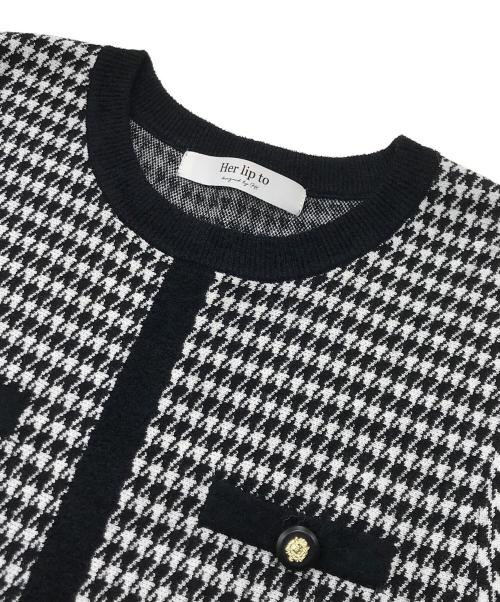 HER LIP TO（ハーリップトゥ）HER LIP TO (ハーリップトゥ) モンテーニュ ニット ロング ドレス/柄ワンピース ブラック×ホワイト サイズ:Mの古着・服飾アイテム