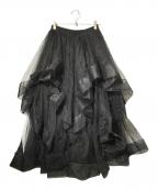 freneフラーネ）の古着「ランダムフリルティアードボリュームスカート/ロングスカート」｜ブラック