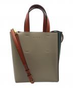 MARNIマルニ）の古着「ミュゼオ 2WAYハンドバッグ」｜ベージュ×グリーン