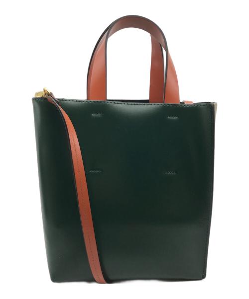 MARNI（マルニ）MARNI (マルニ) ミュゼオ 2WAYハンドバッグ ベージュ×グリーンの古着・服飾アイテム