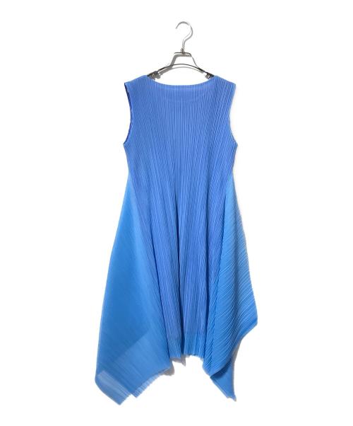 PLEATS PLEASE（プリーツプリーズ）PLEATS PLEASE (プリーツプリーズ) プリーツレイヤードワンピース ブルー サイズ:3の古着・服飾アイテム