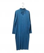 PLEATS PLEASEプリーツプリーズ）の古着「プリーツシャツワンピース」｜ブルー