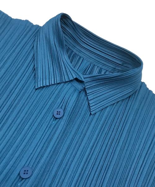 PLEATS PLEASE（プリーツプリーズ）PLEATS PLEASE (プリーツプリーズ) プリーツシャツワンピース ブルー サイズ:4の古着・服飾アイテム