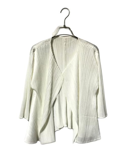 PLEATS PLEASE（プリーツプリーズ）PLEATS PLEASE (プリーツプリーズ) プリーツカーディガン ホワイト サイズ:3の古着・服飾アイテム