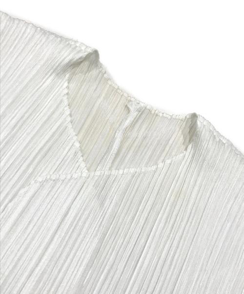 PLEATS PLEASE（プリーツプリーズ）PLEATS PLEASE (プリーツプリーズ) プリーツカーディガン ホワイト サイズ:3の古着・服飾アイテム