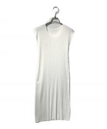 IKKO TANAKA PLEATS PLEASE（イッコウ・タナカ・プリーツ・プリーズ）の古着「プリーツノースリーブワンピース」｜ホワイト