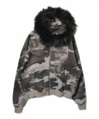 SUPPLIERサプライヤー）の古着「迷彩柄ファークロスパーカー/ジップパーカー」｜グレー