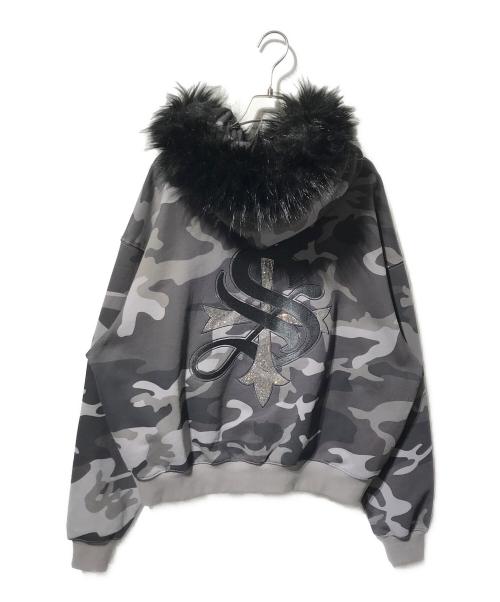 SUPPLIER（サプライヤー）SUPPLIER (サプライヤー) 迷彩柄ファークロスパーカー/ジップパーカー グレー サイズ:Lの古着・服飾アイテム