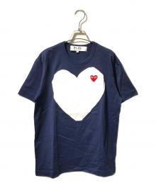 PLAY COMME des GARCONS（プレイコムデギャルソン）の古着「Printed Heart White T-Shir/半袖Tシャツ」｜ネイビー×ホワイト