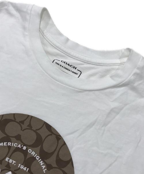 COACH（コーチ）COACH (コーチ) シグネチャーTシャツ/クルーネック半袖Tシャツ ホワイト サイズ:MEDIUM/175の古着・服飾アイテム