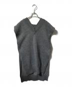 Maison Margiela 4 14メゾンマルジェラ）の古着「リネンミックスVネックベスト/レイヤードネックベスト」｜グレー