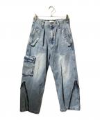 PEASピース）の古着「パラシュートカーゴパンツ/デニムカーゴパンツ」｜インディゴ