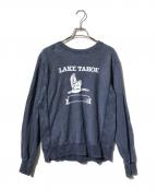 Championチャンピオン）の古着「フェードリバースウィーブスウェット/ダメージ加工クルーネックスウェット」｜ネイビー