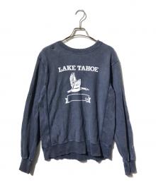 Champion（チャンピオン）の古着「フェードリバースウィーブスウェット/ダメージ加工クルーネックスウェット」｜ネイビー