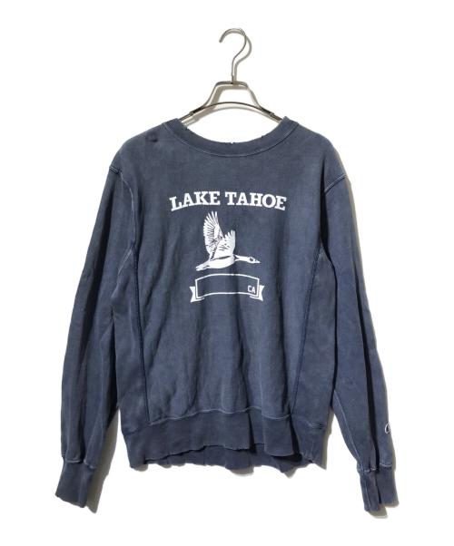 Champion（チャンピオン）Champion (チャンピオン) フェードリバースウィーブスウェット/ダメージ加工クルーネックスウェット ネイビー サイズ:Mの古着・服飾アイテム