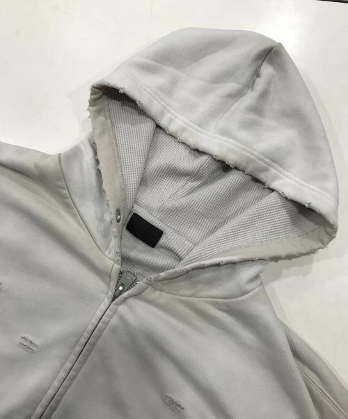 DANKE SCHON（ダンケ シェーン）DANKE SCHON (ダンケ シェーン) SULFUR SWEAT THERMAL ZIP HOODIE/ダメージ加工パーカー グレー サイズ:Mの古着・服飾アイテム