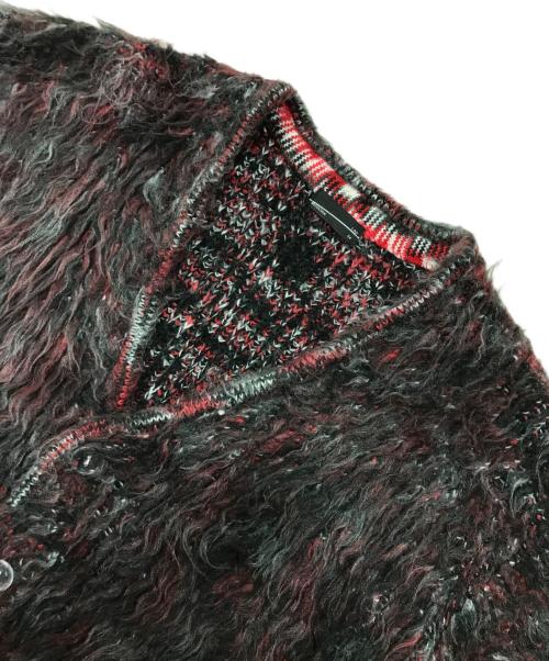 LAD MUSICIAN（ラッドミュージシャン）LAD MUSICIAN (ラッドミュージシャン) ミックスシャギーカ-ディガン/アクリルカーディガン レッド×ブラック サイズ:44の古着・服飾アイテム