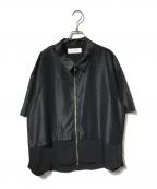 CULLNIクルニ）の古着「S/Sジップシャツ/シャツ/シースルー」｜ブラック