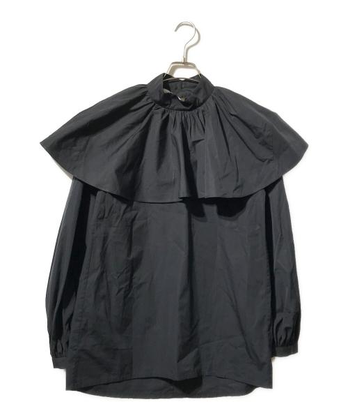 EVA MANN（エヴァ マン）EVA MANN (エヴァ マン) ラッフルショルダーブラウス/バックボタンブラウス ブラック サイズ:36の古着・服飾アイテム