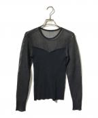 ESTNATIONエストネーション）の古着「アイレットコンビリブニット/シアーリブ切替ニット」｜ブラック